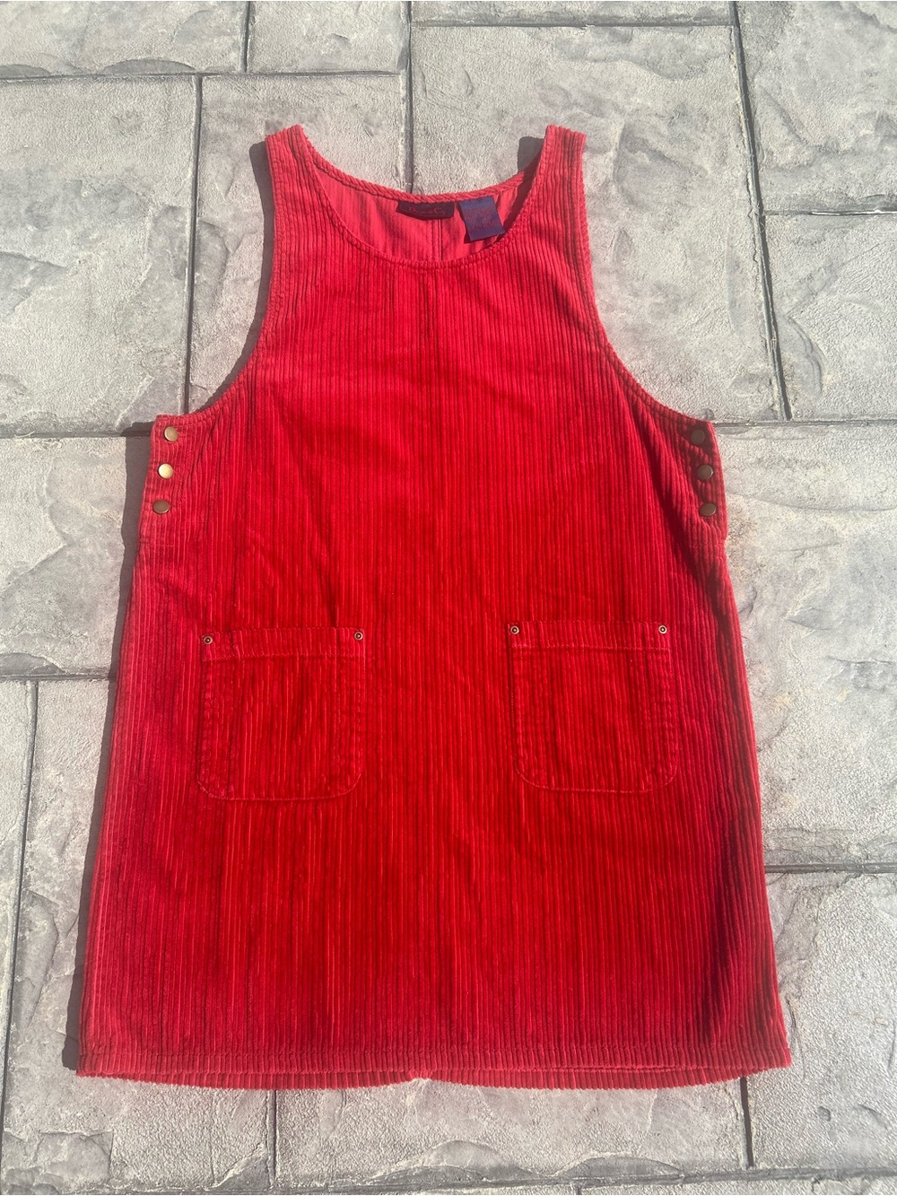 Vintage 90s 2000s Red Corduroy Pinafore Jumper Dress Large